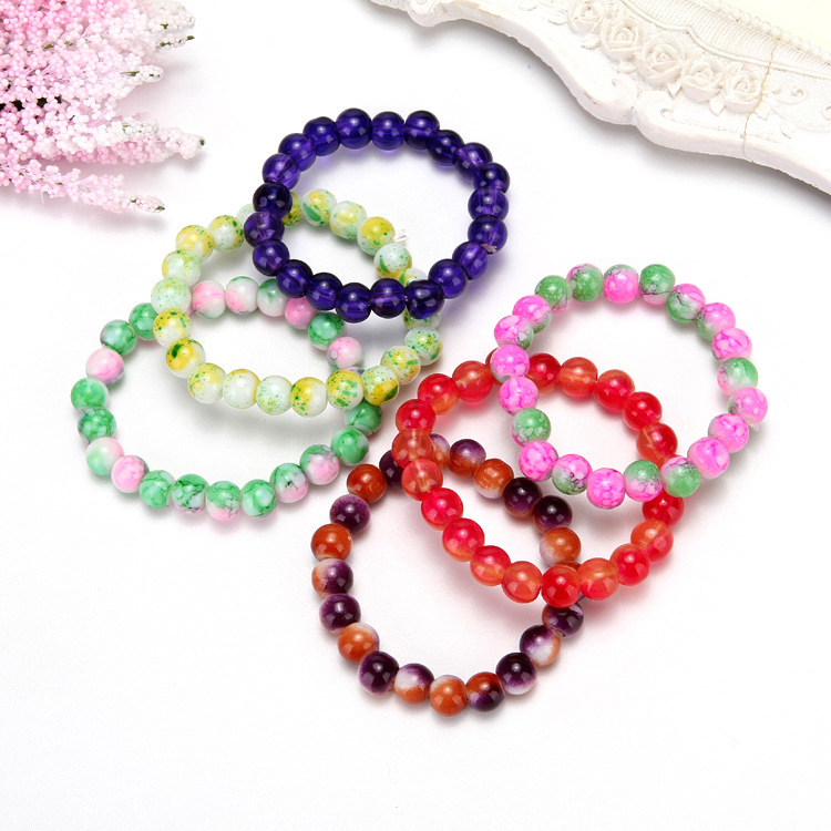 8mm imitation agate glass bead bracelet wholesale stall hot sale supply Yiwu small jewelry online store small gift