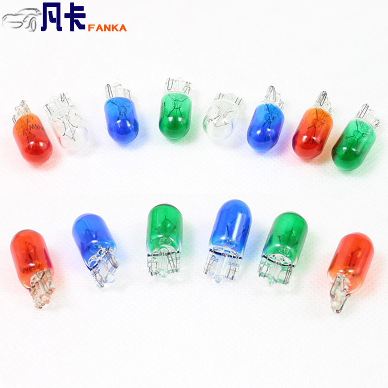 Car width indicator lamp instrument lamp T10 insert bubble 12v width indicator lamp plated blue amber green car bulb