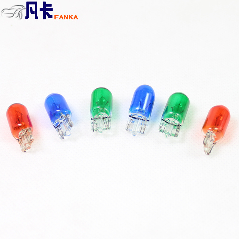 Car width indicator lamp instrument lamp T10 insert bubble 12v width indicator lamp plated blue amber green car bulb