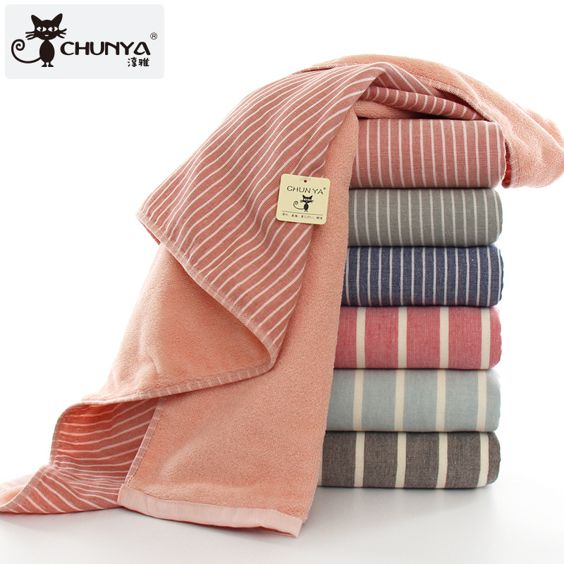 Japanese plaid cotton gauze striped bath towel waffle 70*140 adult cotton thick absorbent gift LOOG