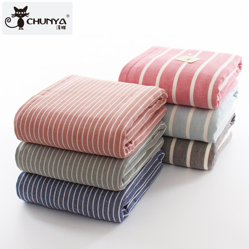 Japanese plaid cotton gauze striped bath towel waffle 70*140 adult cotton thick absorbent gift LOOG