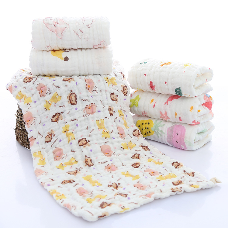 2018 new cotton 6-layer gauze children's towel children's towel children's face towel 25/50 baby face towel