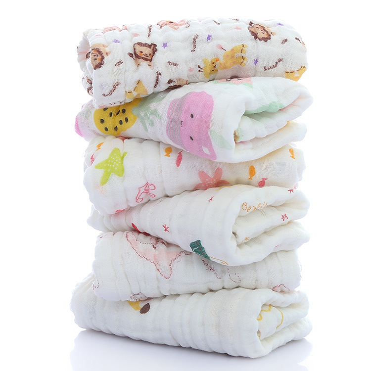 2018 new cotton 6-layer gauze children's towel children's towel children's face towel 25/50 baby face towel