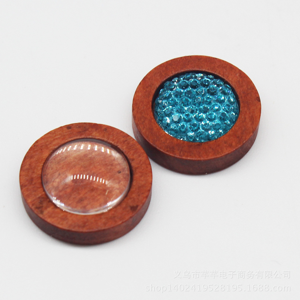 Qianyan Log Round Time Gem Base DIY Jewelry Material Accessories Glue Retro Base Wooden Base
