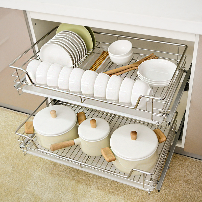Shane basket stainless steel kitchen cabinet basket drawer dish rack seasoning rack dishes basket damping