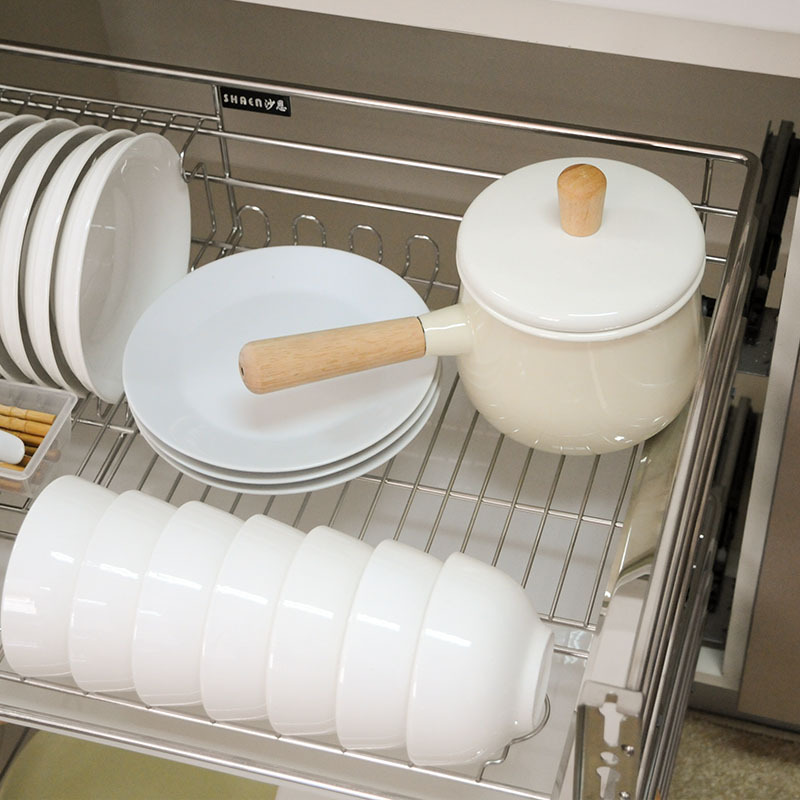 Shane Basket Kitchen Cabinet Basket Drawer Basket Kitchen Rack Damping Drawer Dish Rack Dish Plate Double-Layer Basket