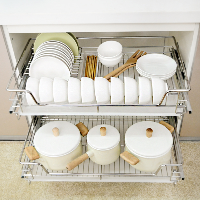Shane basket stainless steel kitchen cabinet basket drawer dish rack seasoning rack dishes basket damping