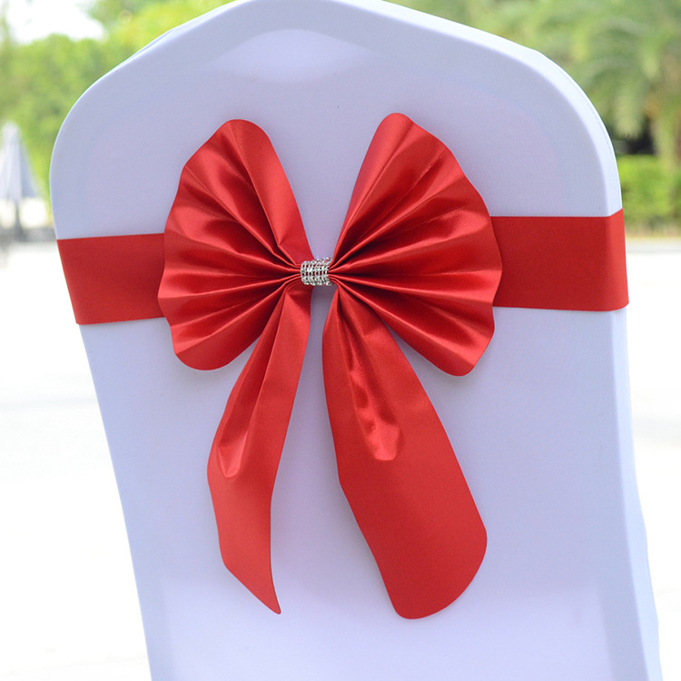 Hotel wedding banquet wedding fashion stretch tie-free chair back flower decoration bow ribbon stool jewelry cross-border