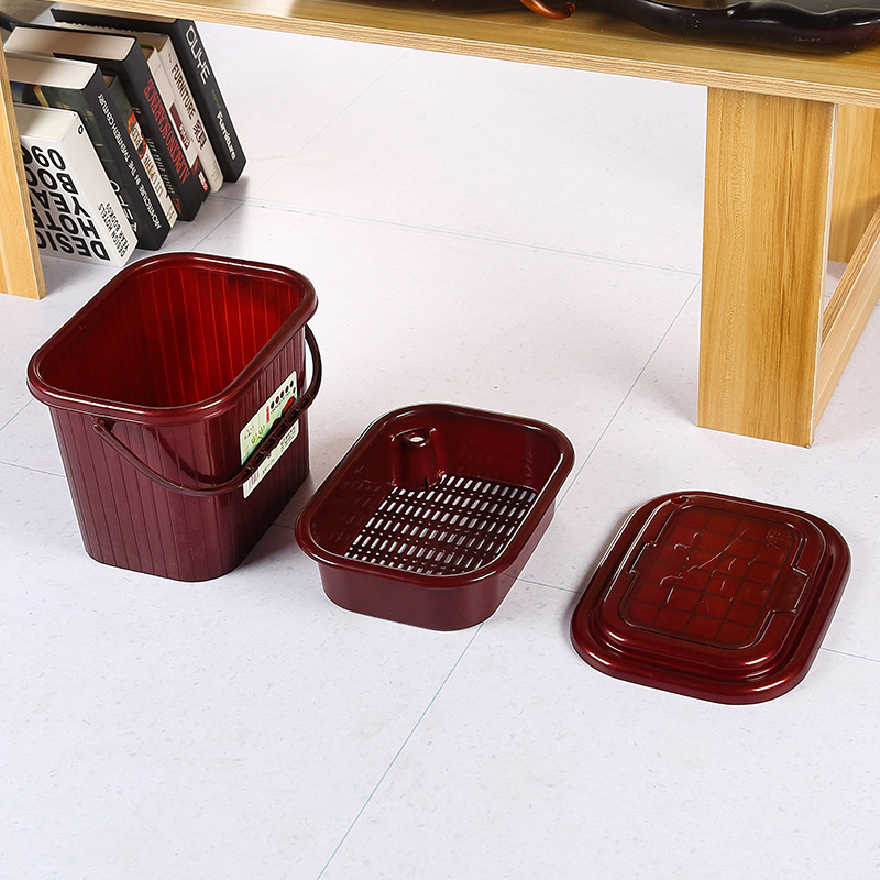 Household Plastic Tea Residue Bucket, Thickeneded Square Handle with Tea Leakage Tea Bucket, Dry and Wet Separation Filter Tea Bucket Wholesale