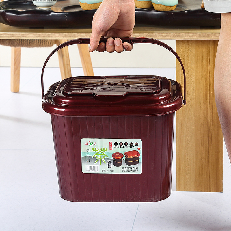 Household Plastic Tea Residue Bucket, Thickeneded Square Handle with Tea Leakage Tea Bucket, Dry and Wet Separation Filter Tea Bucket Wholesale