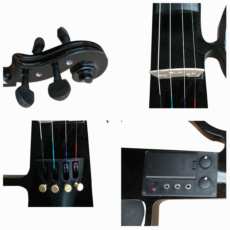 Black Electronic Violin Beginners Playing Electroacoustic Violin Instruments