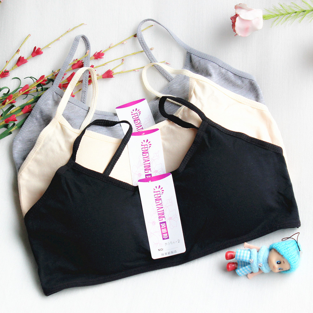 Удобный спортивный бюстгальтер из хлопка без проводов, в стиле майки, для девочек в период развития, без стальных колец, тонкие бретели