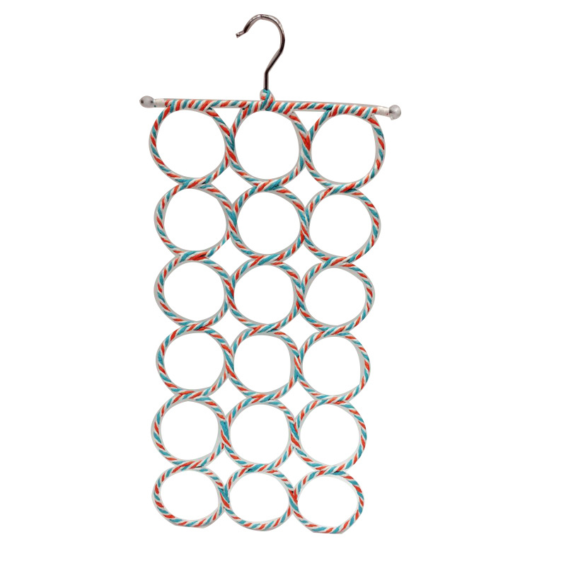 Многофункциональная вешалка для шарфов из цветного ротанга с 28 кольцами, складная