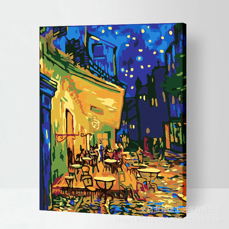 Digital oil painting diy oil painting coloring world famous painting Monet decorative painting Van Gogh Rhone under the stars