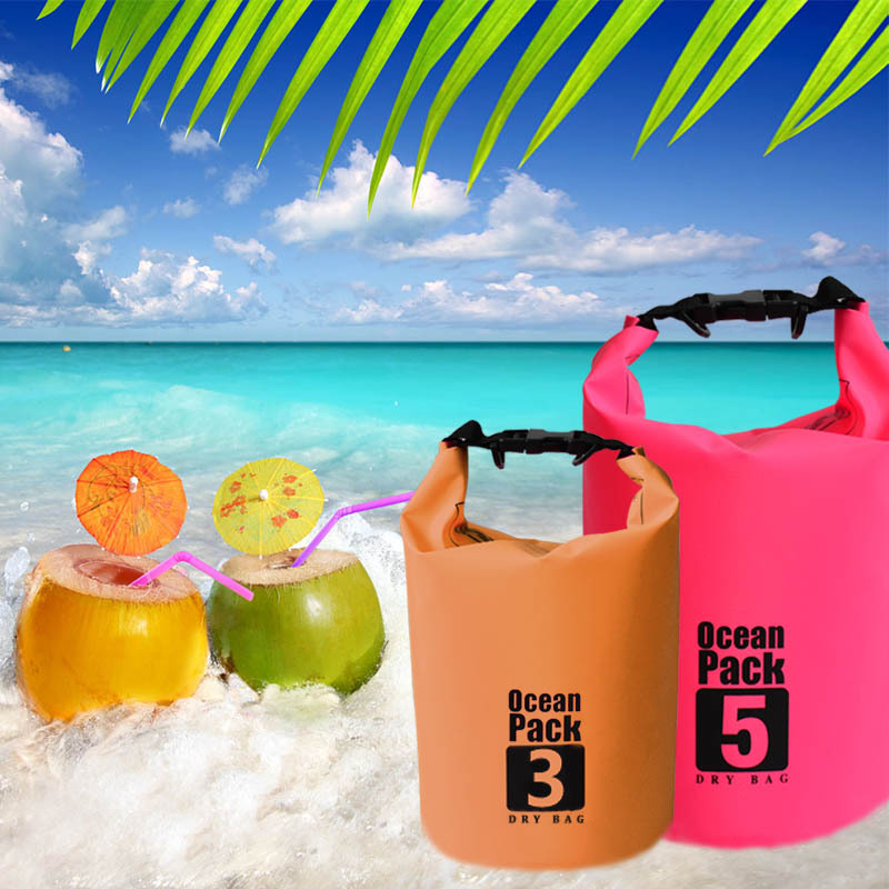 Factory various capacity solid color beach bag waterproof drying bag outdoor waterproof barrel in stock direct sales