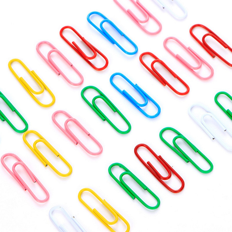 Paper Clips Wholesale Bulk Bookmarks Plastic-Coated Colorful Paper Clips Plastic-Coated Paper Clips Office Supplies 28mm Paper Clips