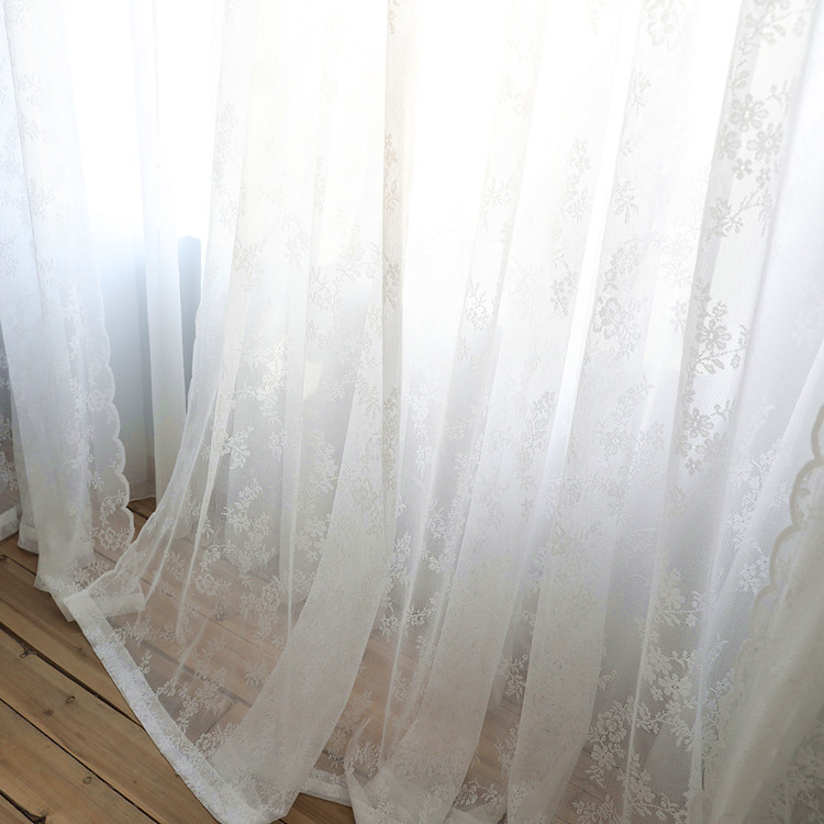 Tablecloth White Pastoral Lace Finished Curtain Screen Curtain Window Wedding Bed Curtain Balcony Bay Window American Country Wear Rod