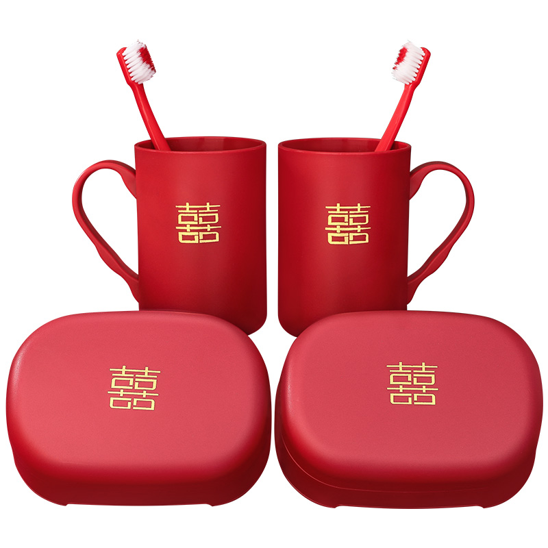 Wedding wash toothbrush cup wedding dowry couple mouthwash Cup Tooth Cup a pair of toothbrush suit wedding supplies