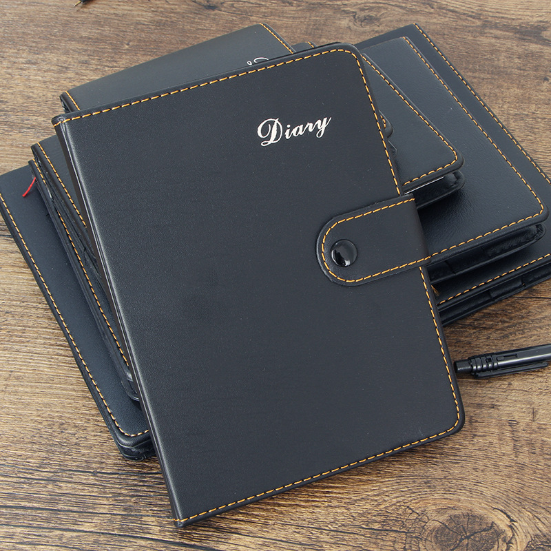 Black Leather Notepad Fashion Meeting Minutes Wholesale Party Member Study Notes Manufacturer Business Notebook Customization