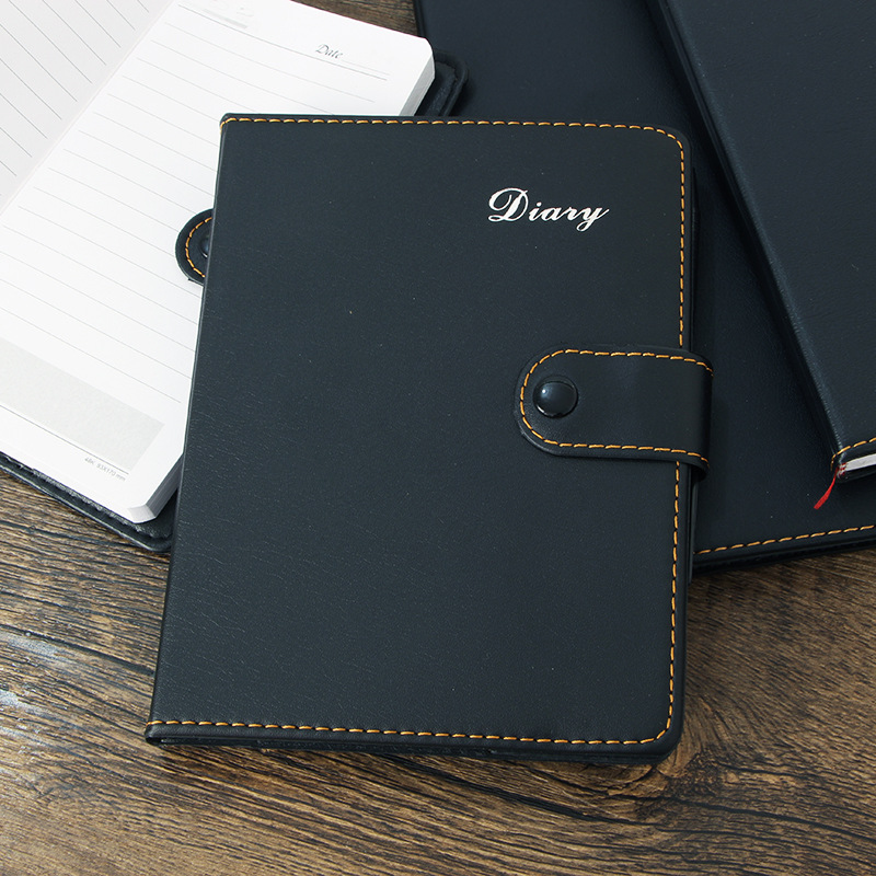 Black Leather Notepad Fashion Meeting Minutes Wholesale Party Member Study Notes Manufacturer Business Notebook Customization