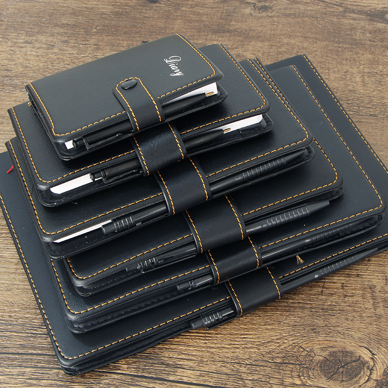 Черный кожаный блокнот, модные записи на заседаниях, оптовая продажа, индивидуализация бизнес-блокнотов