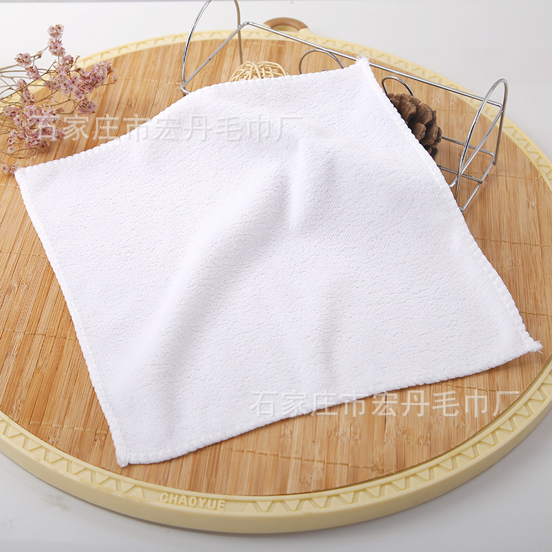 Factory wholesale white towel dishwashing small square microfiber absorbent towel promotional gifts small towel