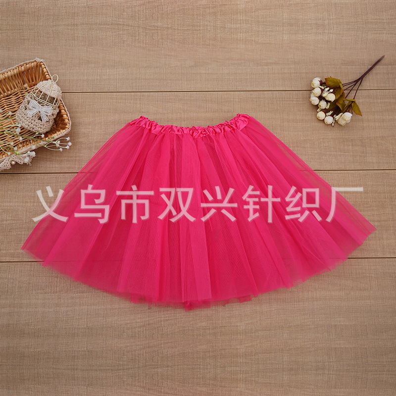 European and American Tutu Girls Princess Skirt Three-Layer Mesh Tutu Skirt Half Skirt Kidsren's Dance Clothing Three-Layer Sand Skirt