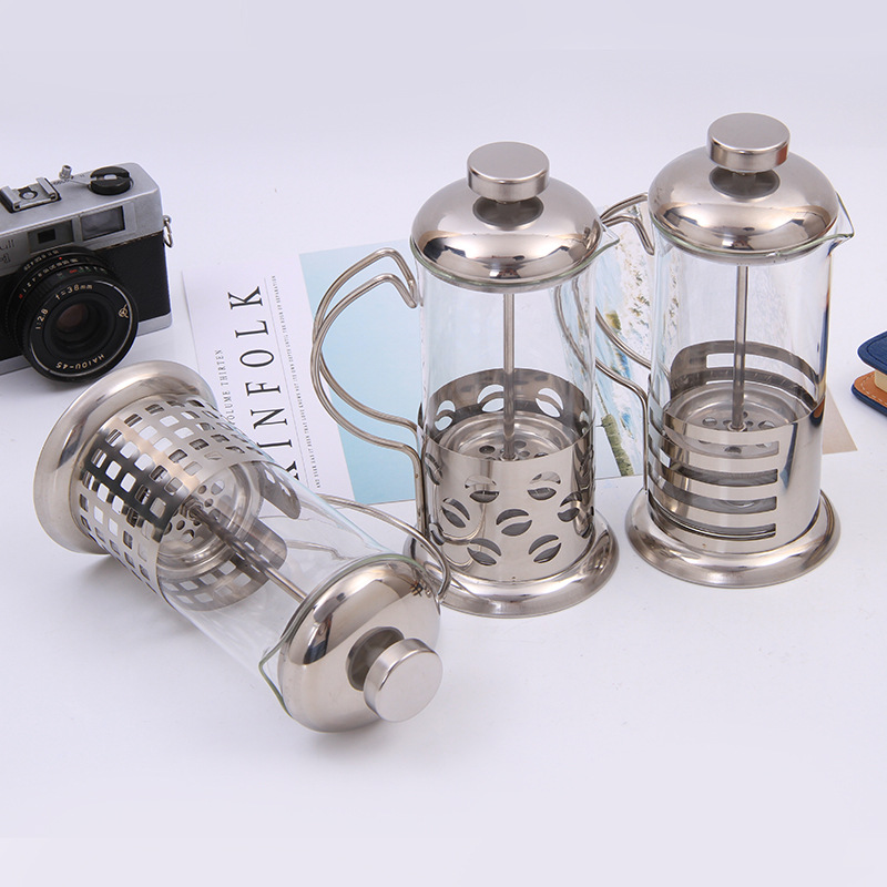 Cross-Border Amazon Stainless Steel Coffee Pot French Press Teapot Stainless Steel Tea Maker 350ml Wholesale