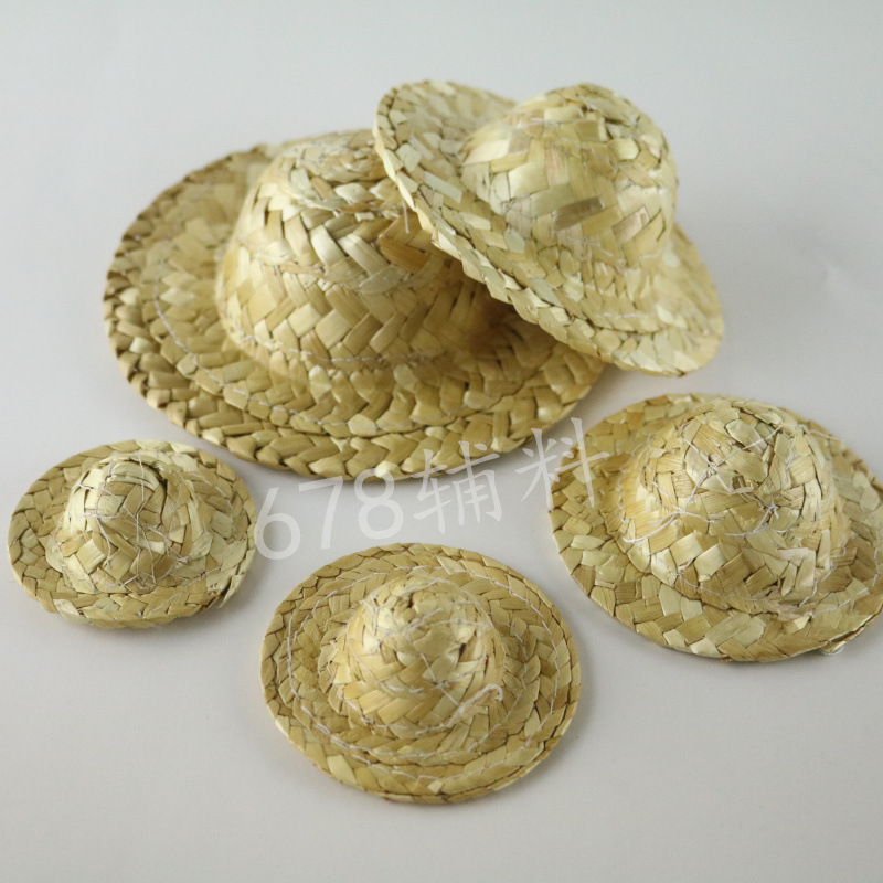 Cross-Border Mini Straw Hat Hand-Knitted Small Straw Hat Craft Decorative Hat DIY Jewelry Accessories 4-20C