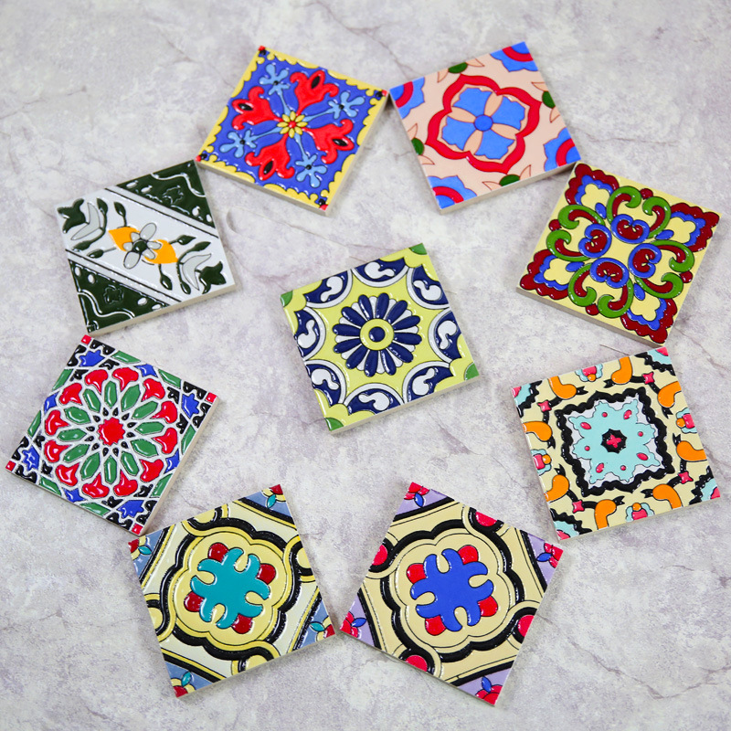100 x 100 retro small tiles bright color waist line tile wall tiles bar tiles Embossed tiles