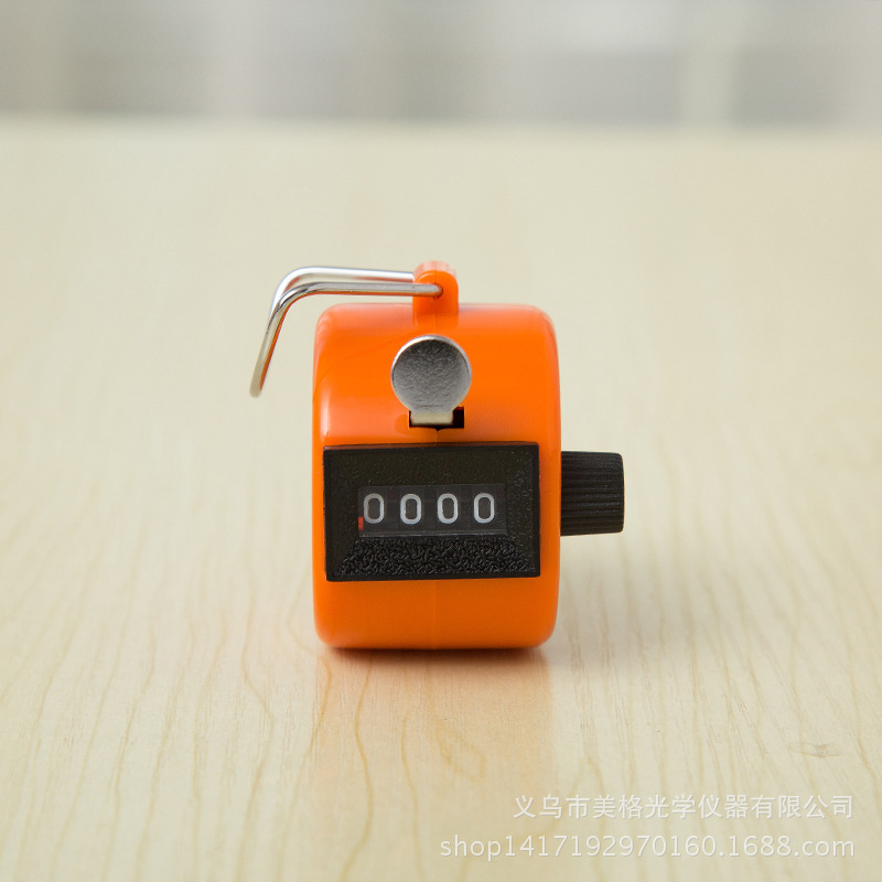 Colorful Plastic Manipulator Presses Four-Digit Counter to Count Students' Movements
