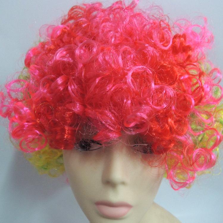 In stock wig iron fans hair color bubble wig performance explosion wig holiday wig head cover