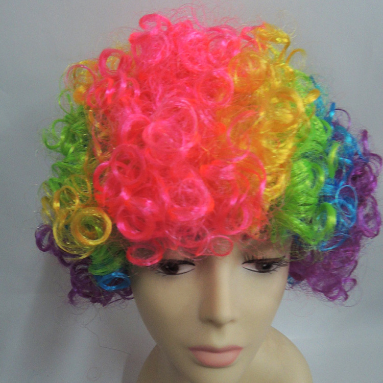 In stock wig iron fans hair color bubble wig performance explosion wig holiday wig head cover