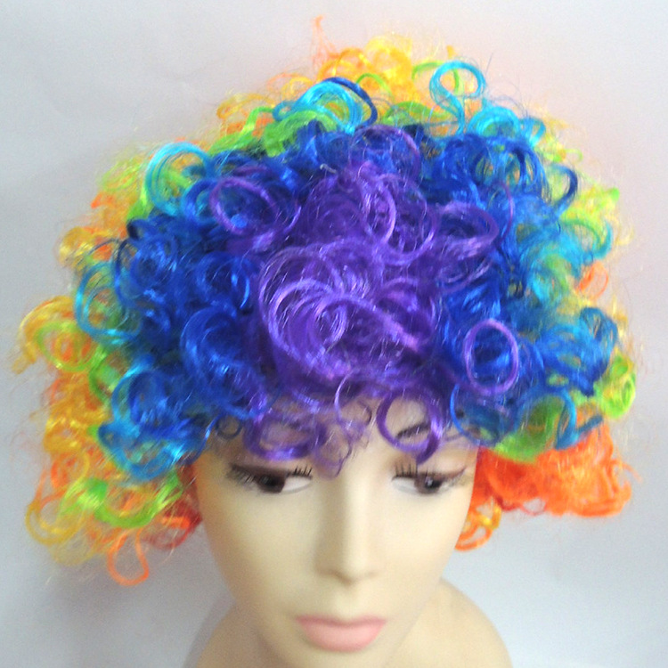 In stock wig iron fans hair color bubble wig performance explosion wig holiday wig head cover