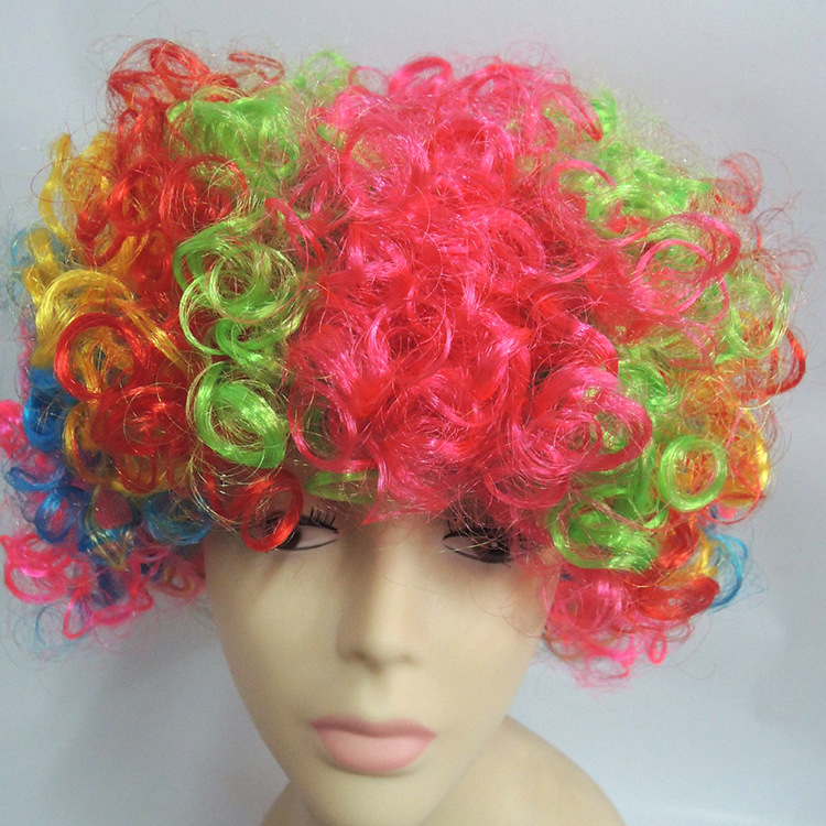 In stock wig iron fans hair color bubble wig performance explosion wig holiday wig head cover