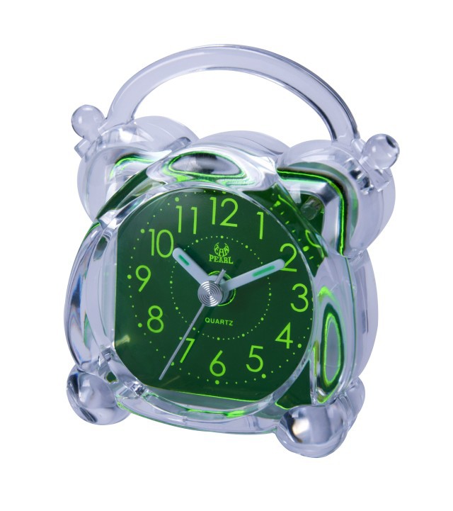 Pearl Star Mute Green Small Alarm Clock Transparent Crystal Luminous Clock Bedside Alarm Clock Blue Flower Blue Children's Noise