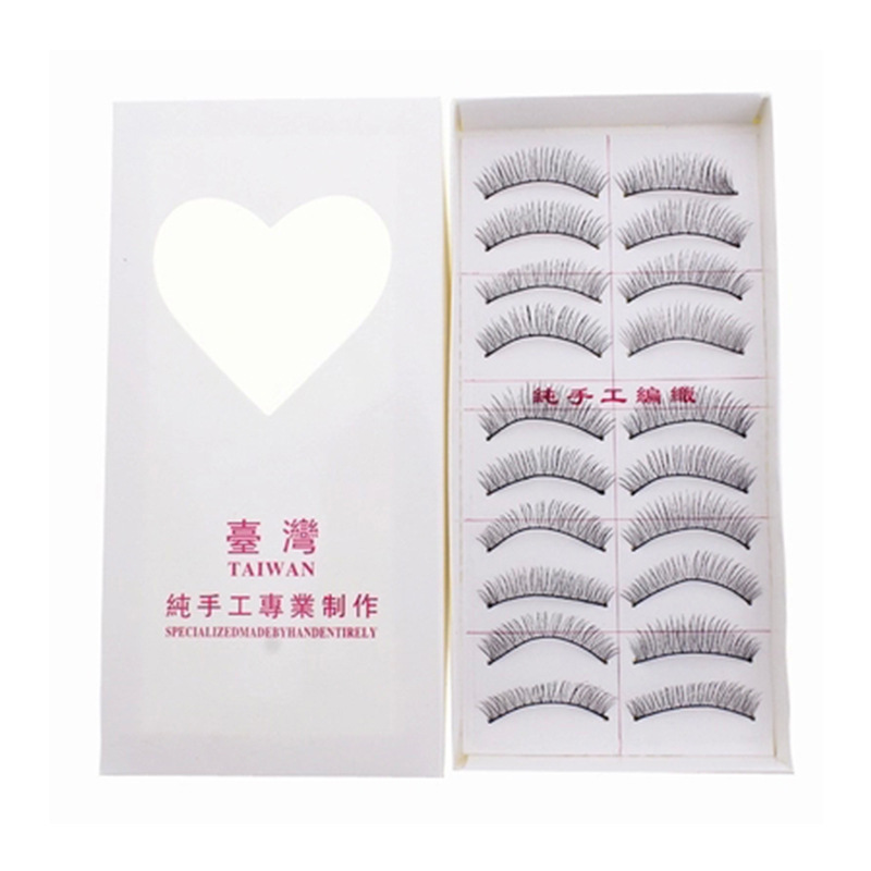 Ordinary Taiwan 216217 False Eyelashes 10 Pairs of Cotton Thread Black Stem Hand-Woven Natural False Eyelashes Manufacturer Wholesale
