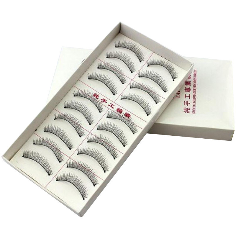 Ordinary Taiwan 216217 False Eyelashes 10 Pairs of Cotton Thread Black Stem Hand-Woven Natural False Eyelashes Manufacturer Wholesale