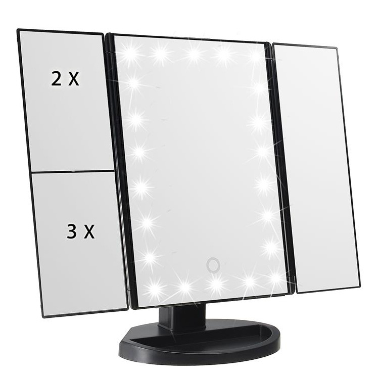 LED makeup mirror folding luminous mirror desktop makeup handheld folding mirror with light