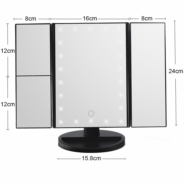 LED makeup mirror folding luminous mirror desktop makeup handheld folding mirror with light