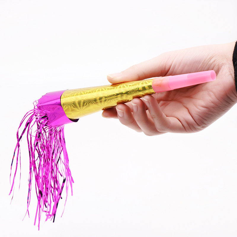 Children's toy laser paper horn birthday party props whistle baby year-old toy with beard paper horn tube