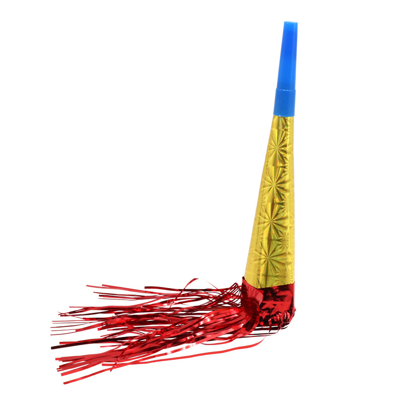 Children's toy laser paper horn birthday party props whistle baby year-old toy with beard paper horn tube