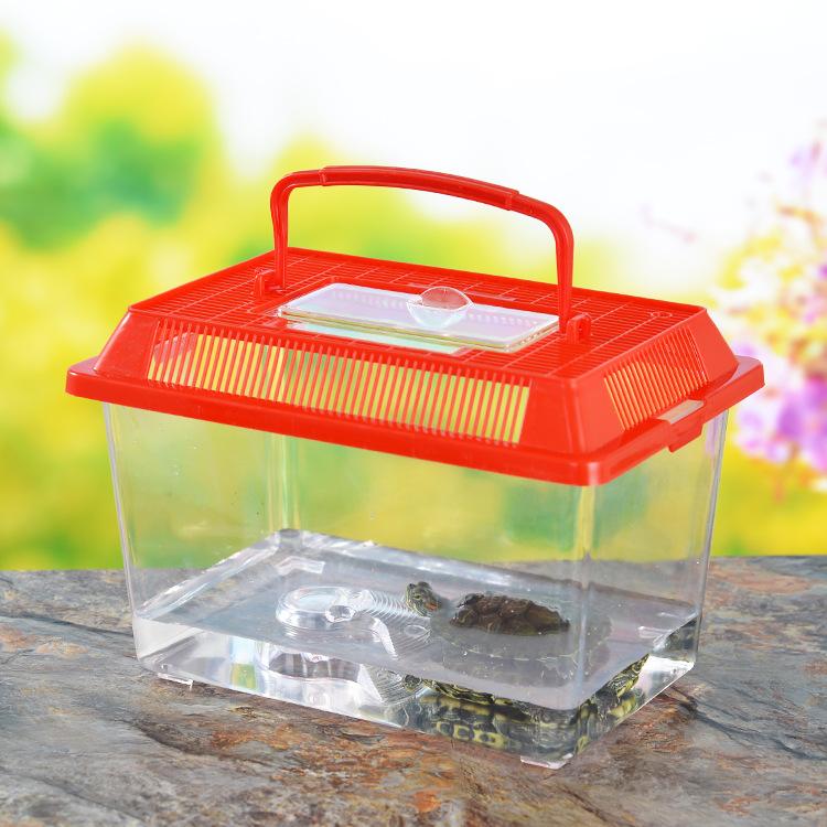 Large, Medium and Small Portable Transparent Pet Feeding Box Turtle Tank Transport Box Plastic Goldfish Tank Closed Hamster Cage