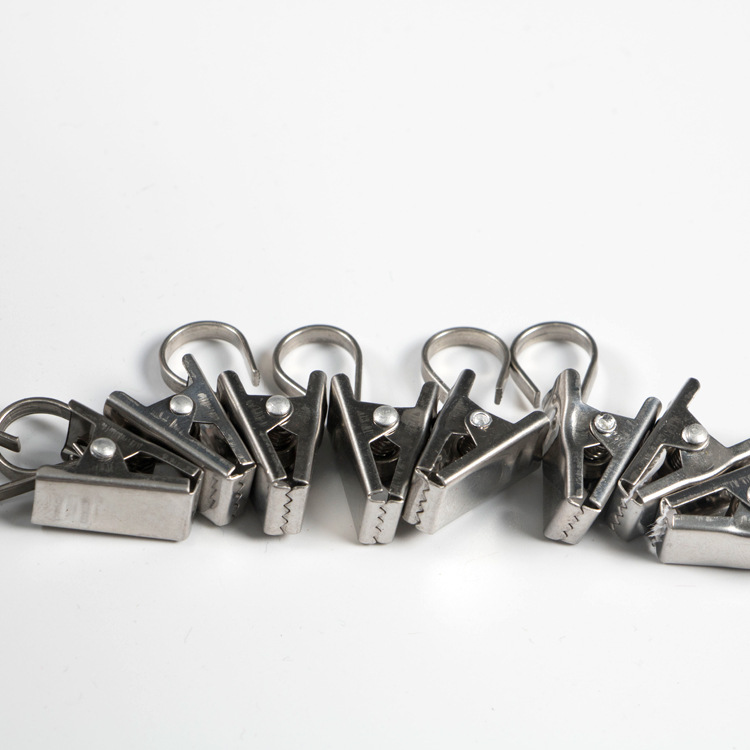 Factory in stock wholesale curtain clip stainless steel metal flat hook nickel color hook thickened toothed curtain clip