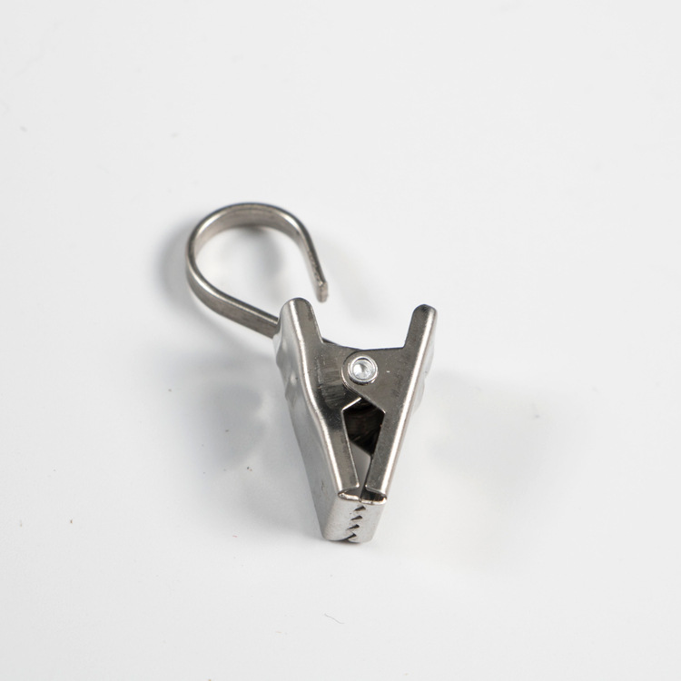 Factory in stock wholesale curtain clip stainless steel metal flat hook nickel color hook thickened toothed curtain clip