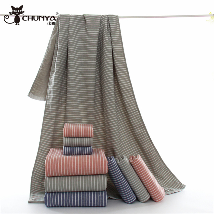 Японское клетчатое хлопковое марлевое полотенце для ванной, полосатое, вафельное 70*140, взрослое, толстое, впитывающее, подарок LOOG