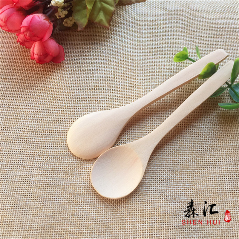 Small wooden spoon wholesale honey spoon children's weekly spoon Japanese spoon medicine spoon tableware manufacturers without lacquer lettering LOGO