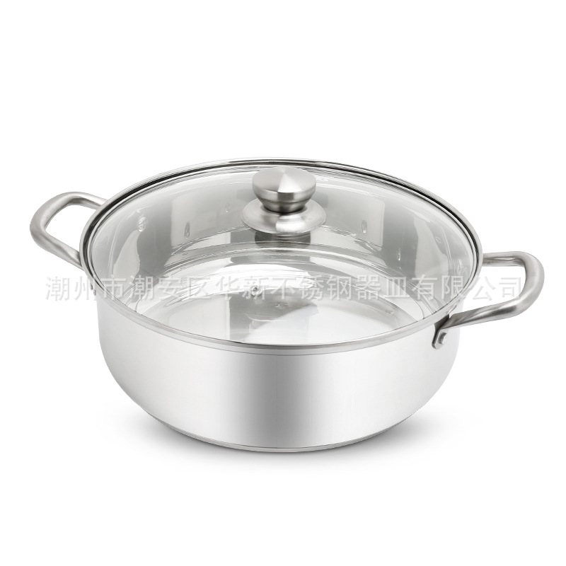 304 Stainless Steel Hot Pot Pot, Clear Soup Pot, Shabu-Shabu Pot, Non-Stick Pot, Double Bottom Induction Cooker Pot, Gift Commercial Hot Pot Basin