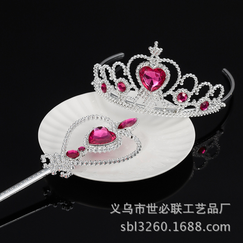 Electroplated children's crown magic wand headdress Frozen 2 crown magic wand set with hair accessories