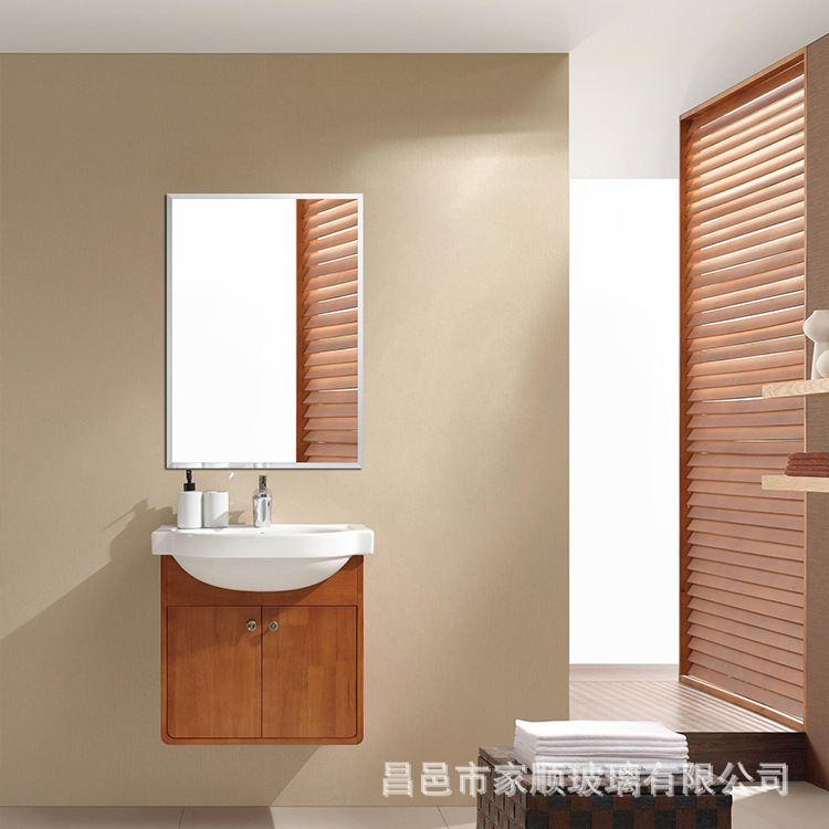 Customized Edged Square Cosmetic Bathroom Mirror 4mm Beveled Edge Waterproof Silver Mirror Hotel Beveled Edge Bathroom Frameless Mirror